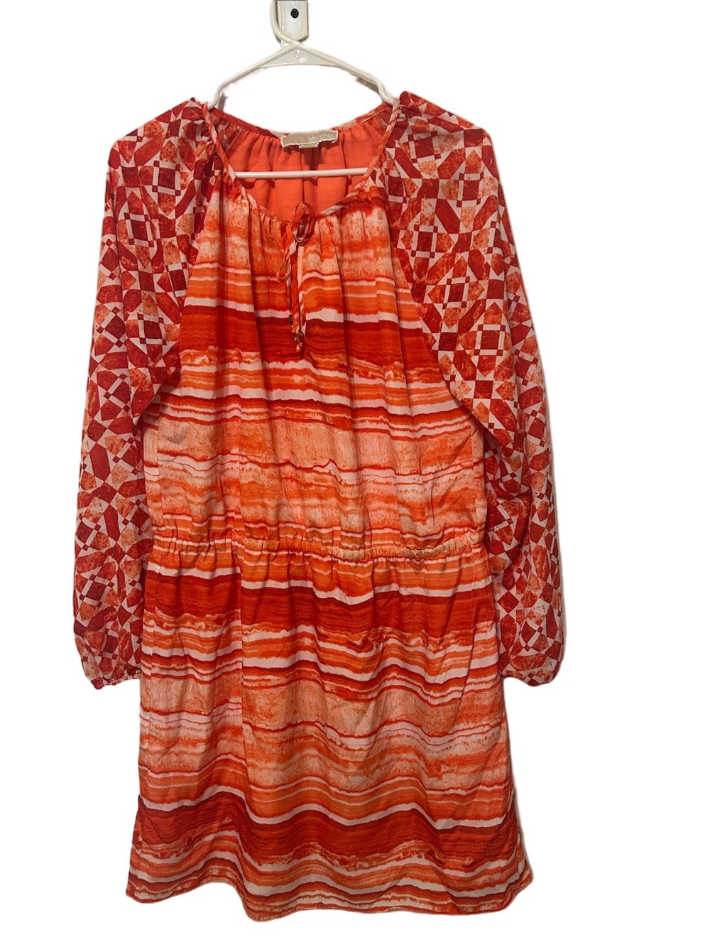 🎮Michael Michael Kors Orange Striped Long-Sleeve Dress size 10 GUC